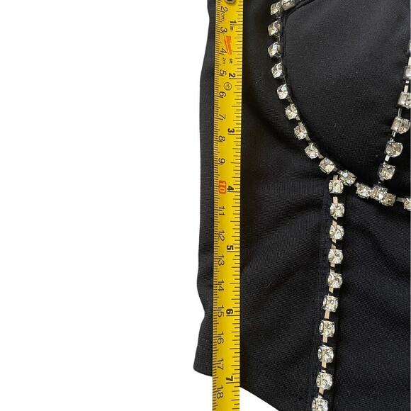Julia by Love I Rhinestone Bustier Top M | Corset Crop, Padded, Party, Glam Y2K - Picture 7 of 8